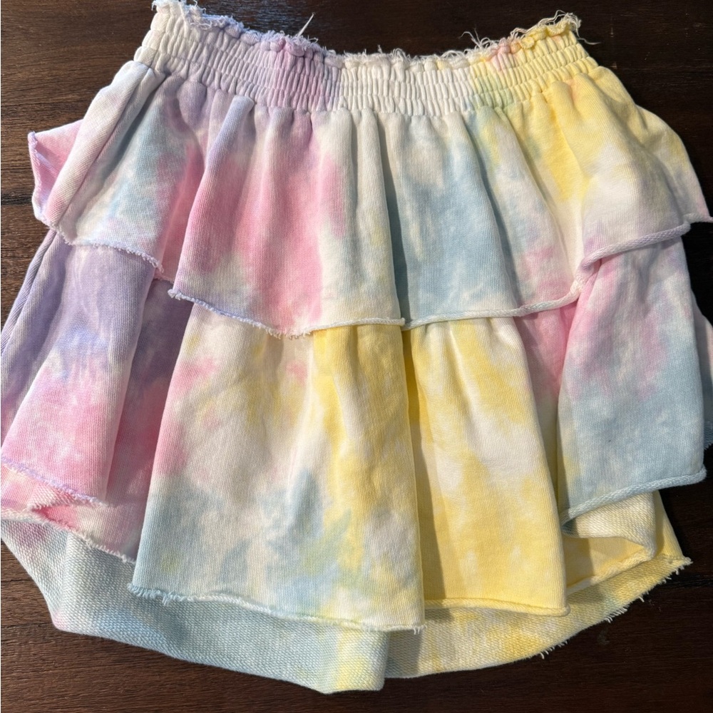 LoveShackFancy Pastel Tie-Dye Mini Skirt